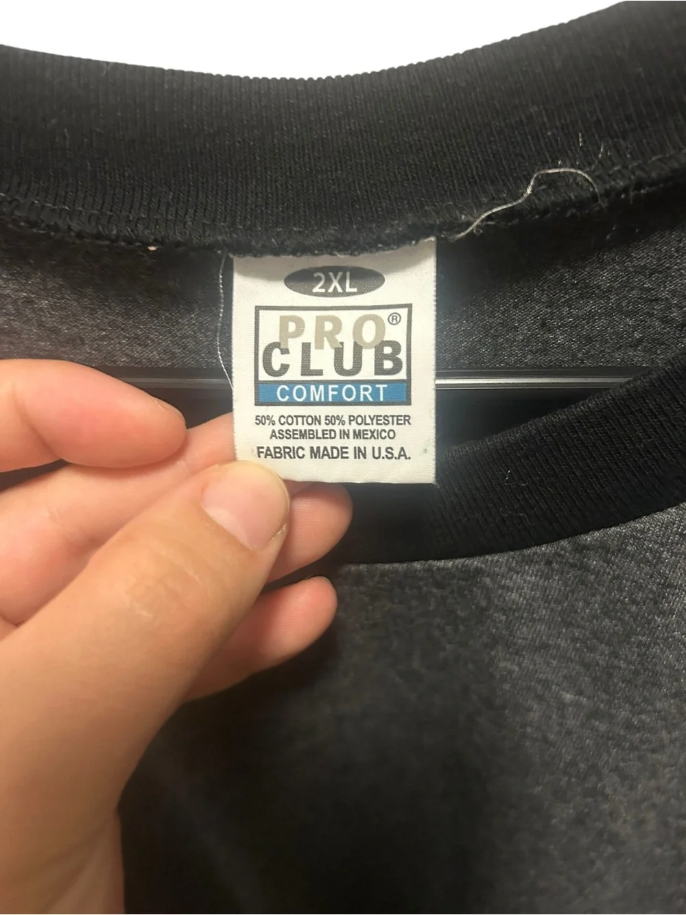 Pro Club Charcoal and Black 3/4 Sleeve Crew Neck Baseball Shirt